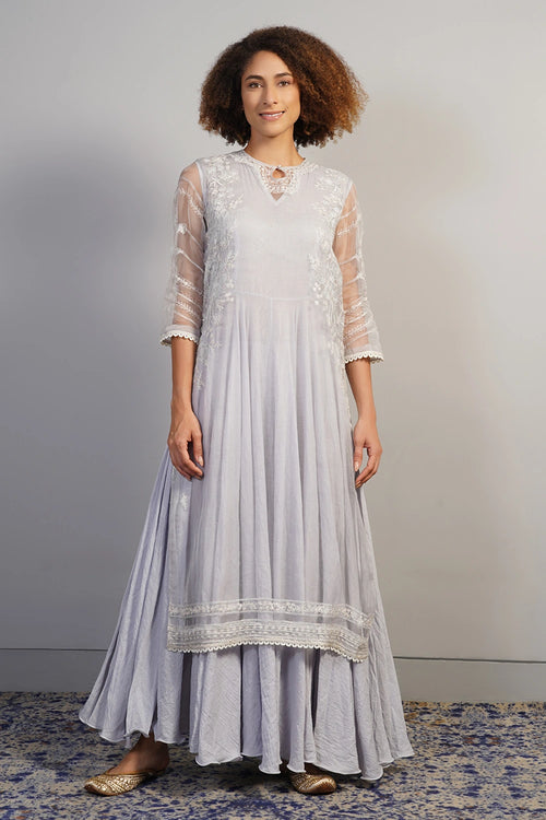 Dove Grey Embroidered Kurta Set