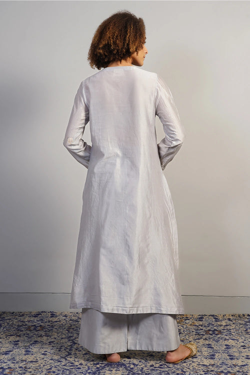 Pearl Silver Embroidered Kurta Set