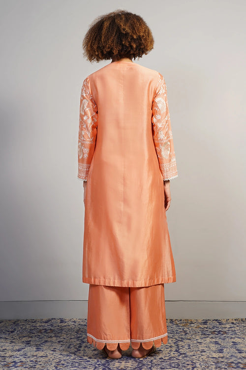 Soft Peach Embroidered Kurta Set