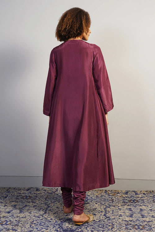 Deep Wine Embroidered Kurta Set