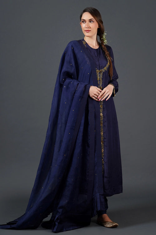 Midnight Blue Embroidered Kurta Set