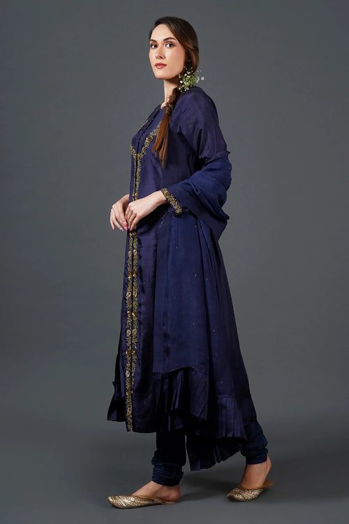Midnight Blue Embroidered Kurta Set