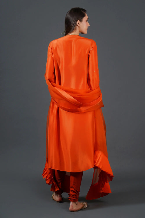 Classic Orange Embroidered Kurta Set