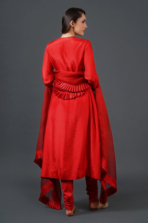 Classic Red Embroidered Kurta Set
