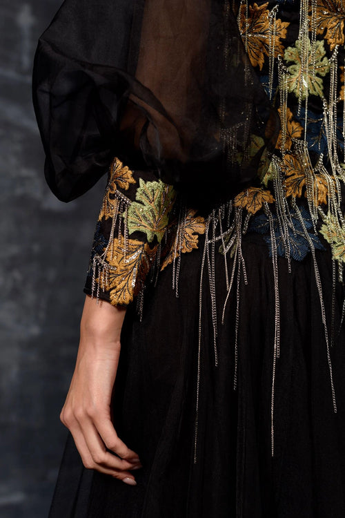 Black Cut-Out Neckline Gown