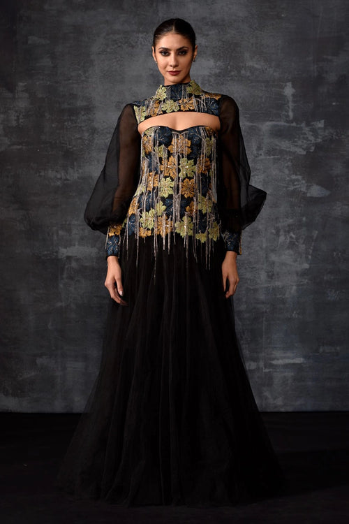 Black Cut-Out Neckline Gown