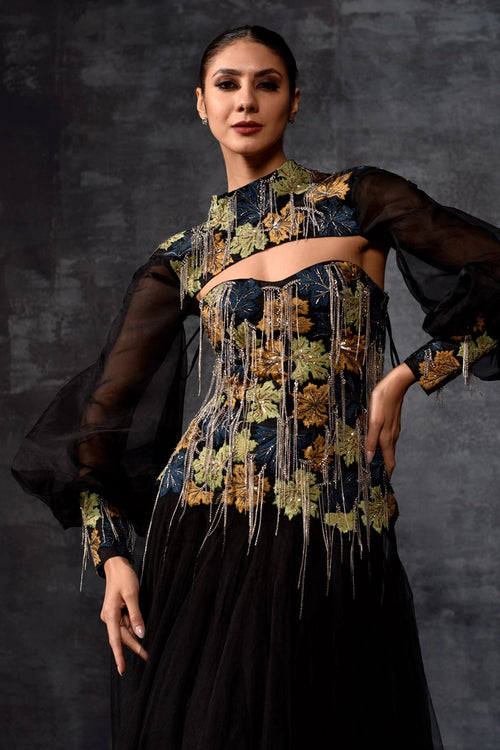 Black Cut-Out Neckline Gown