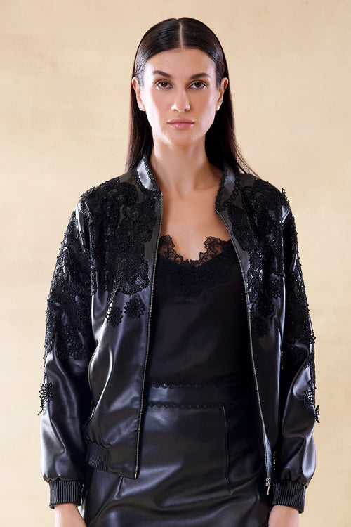 Noir Allure Jacket-Skirt Set