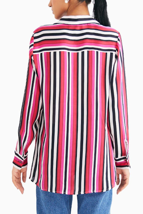 Pink Stripe Satin Silk Shirt