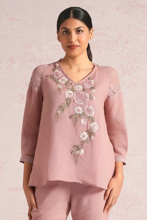 Whimsical Garden Rose Bud Kismat Top