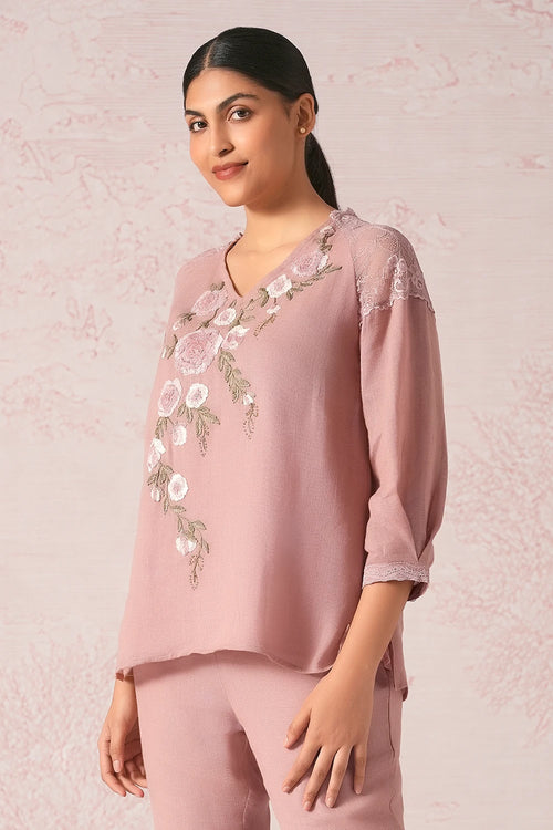 Whimsical Garden Rose Bud Kismat Top