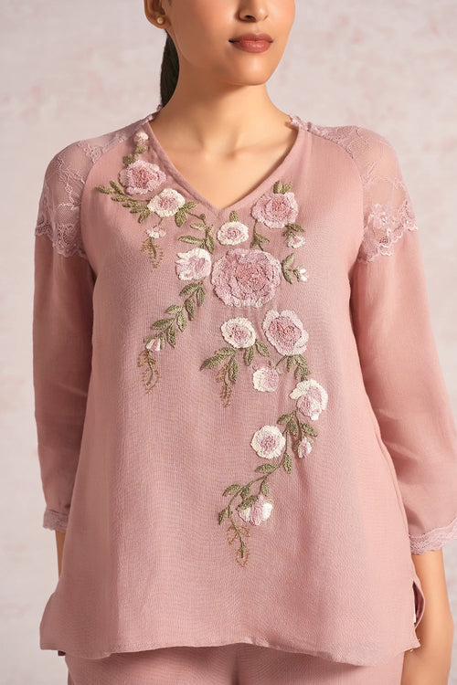 Whimsical Garden Rose Bud Kismat Top
