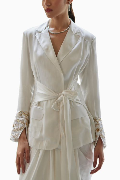 White Camellia Silk Drape Set