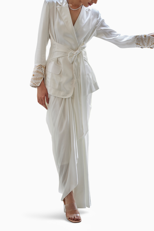 White Camellia Silk Drape Set