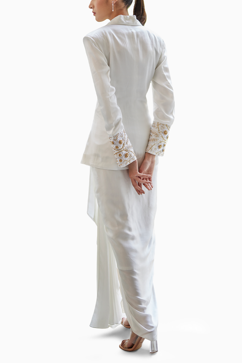 White Camellia Silk Drape Set