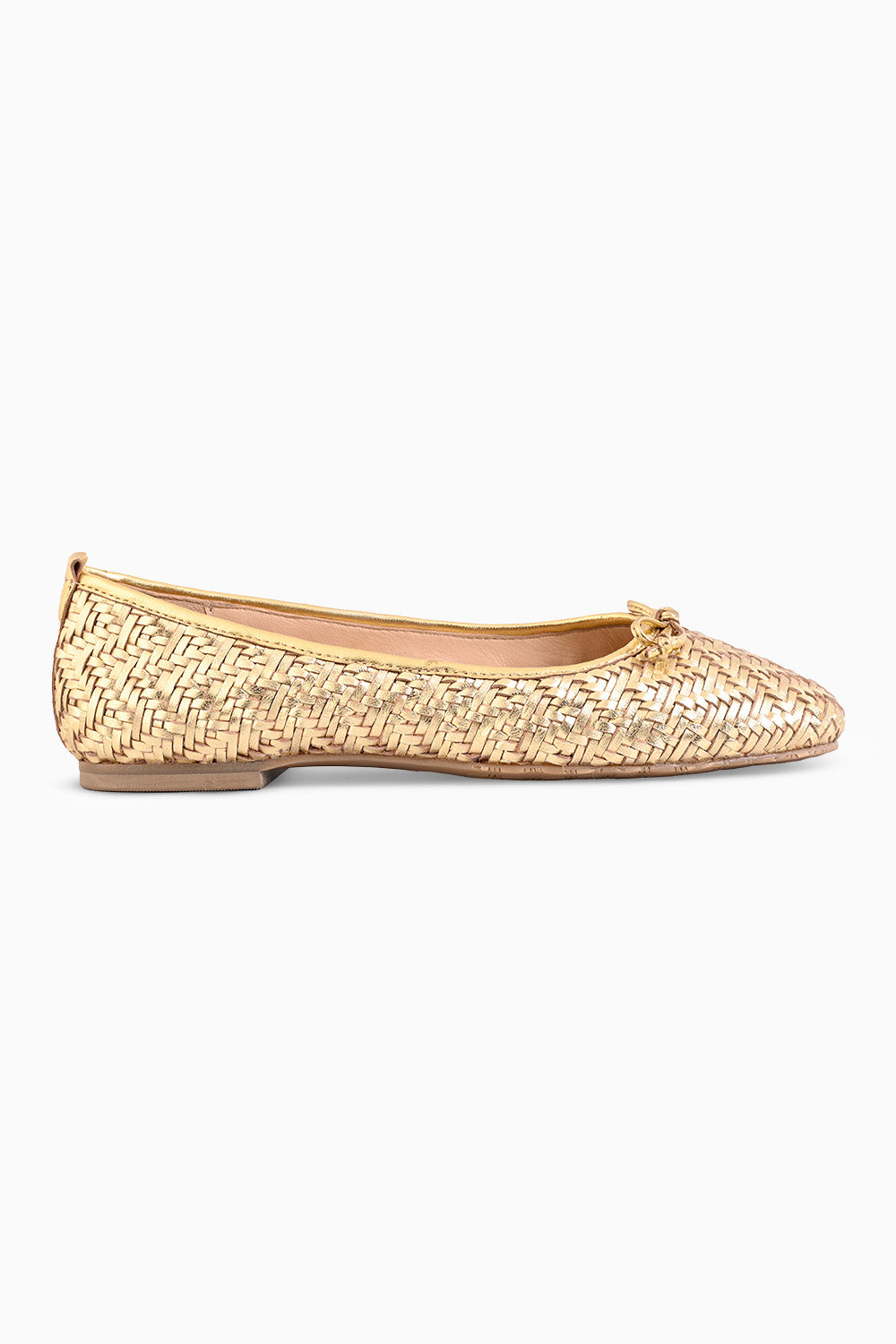 Yulia Gold Woven Ballerinas