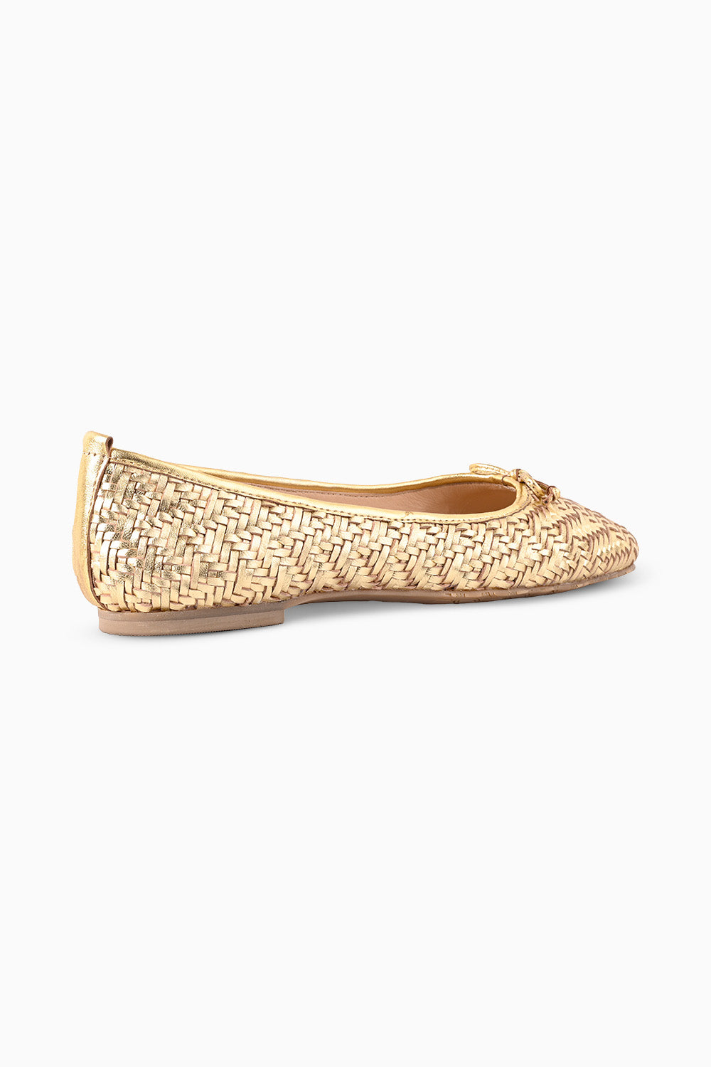 Yulia Gold Woven Ballerinas