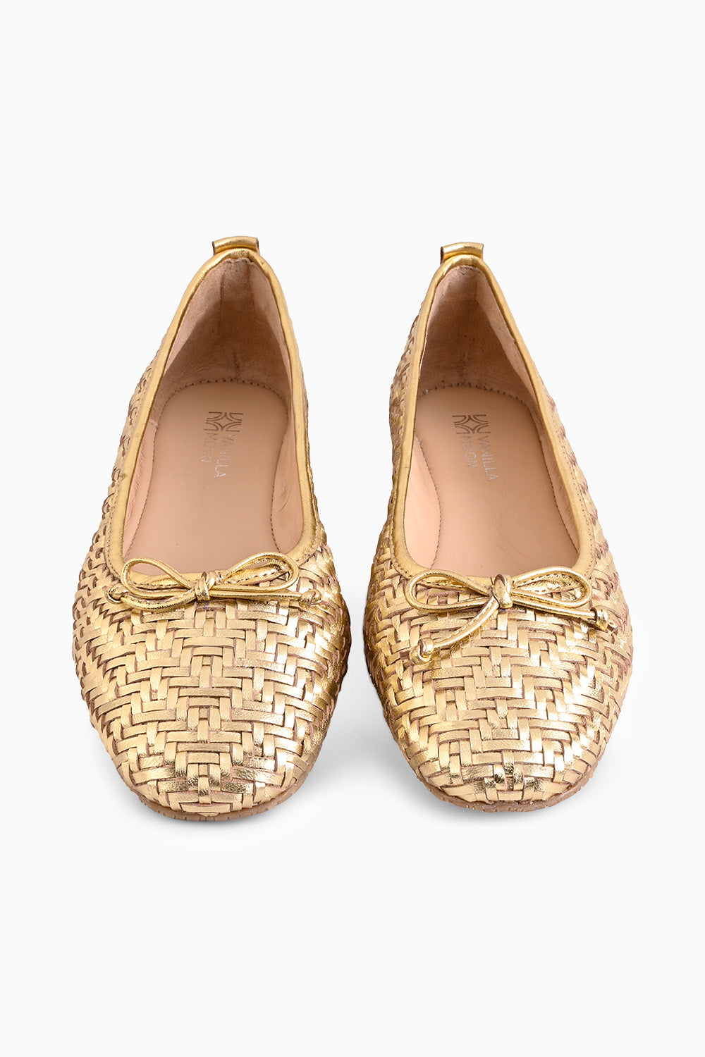 Yulia Gold Woven Ballerinas