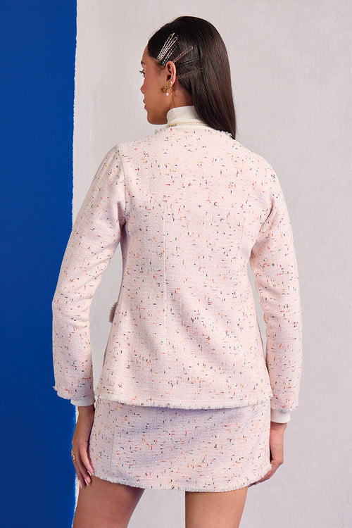 Pink Tweed Blazer and Skirt Set