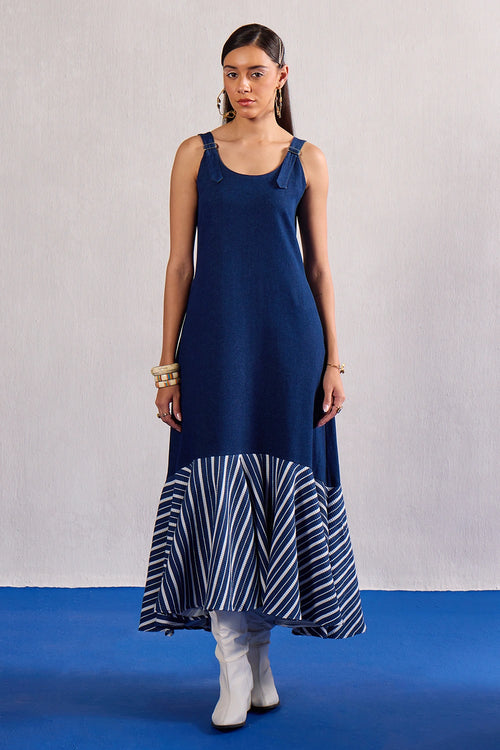 Denim and Striped Maxi Dress