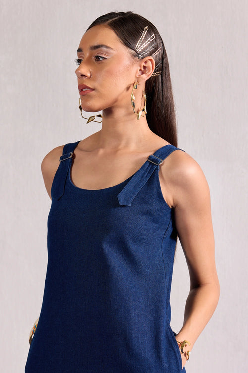 Denim and Striped Maxi Dress