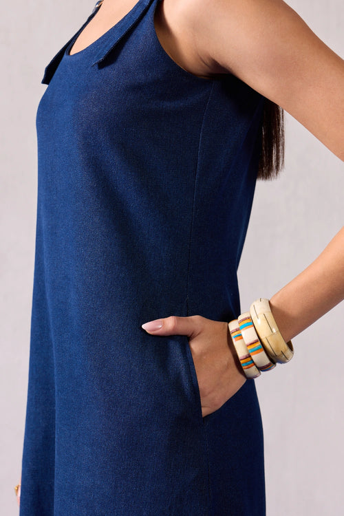 Denim and Striped Maxi Dress