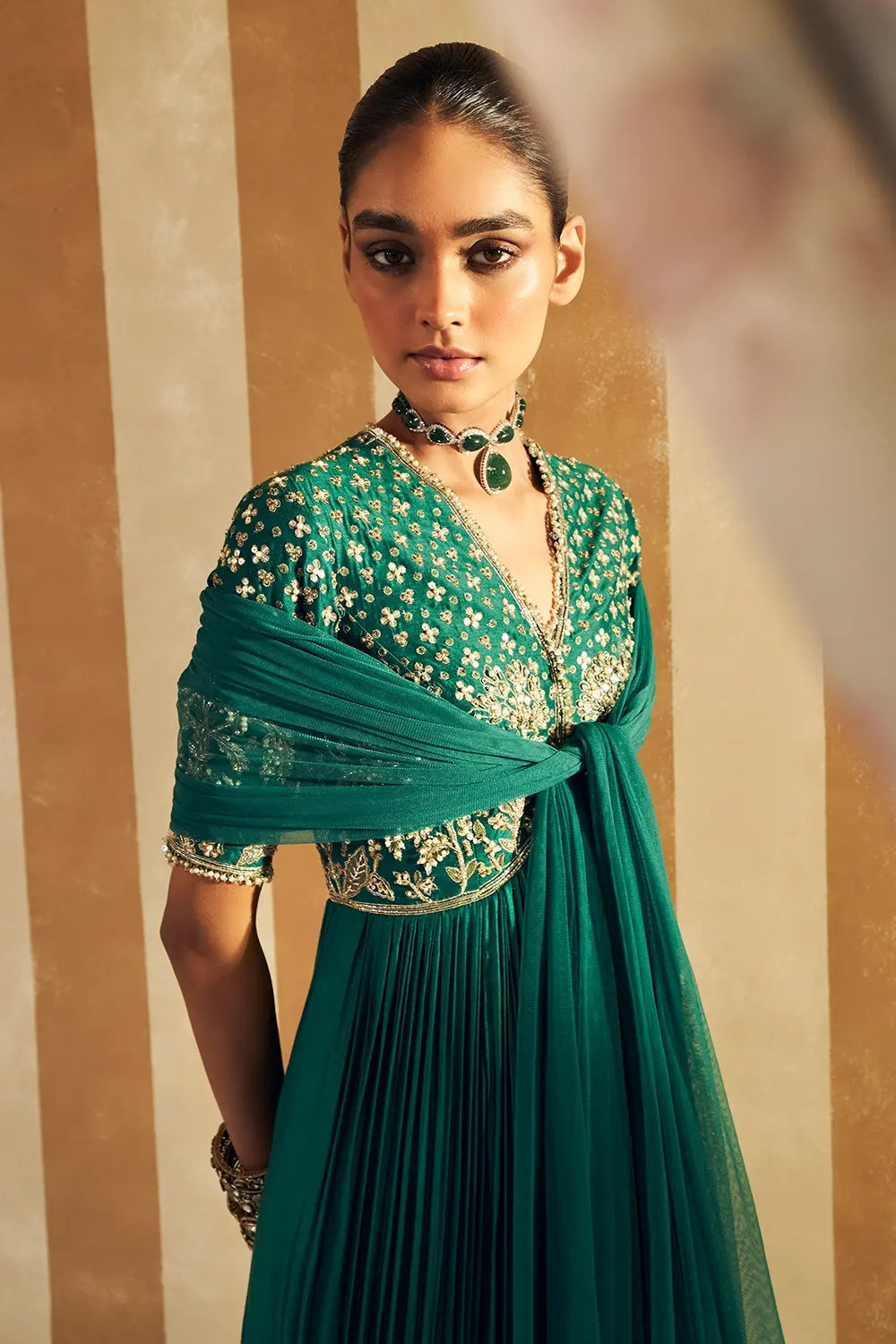 Zarqaa Emerald Green Anarkali Set