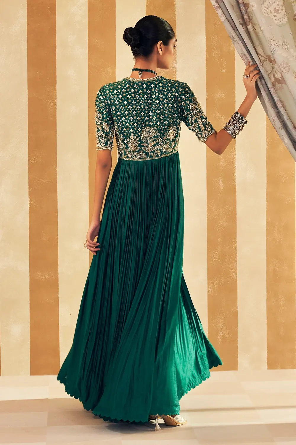 Zarqaa Emerald Green Anarkali Set