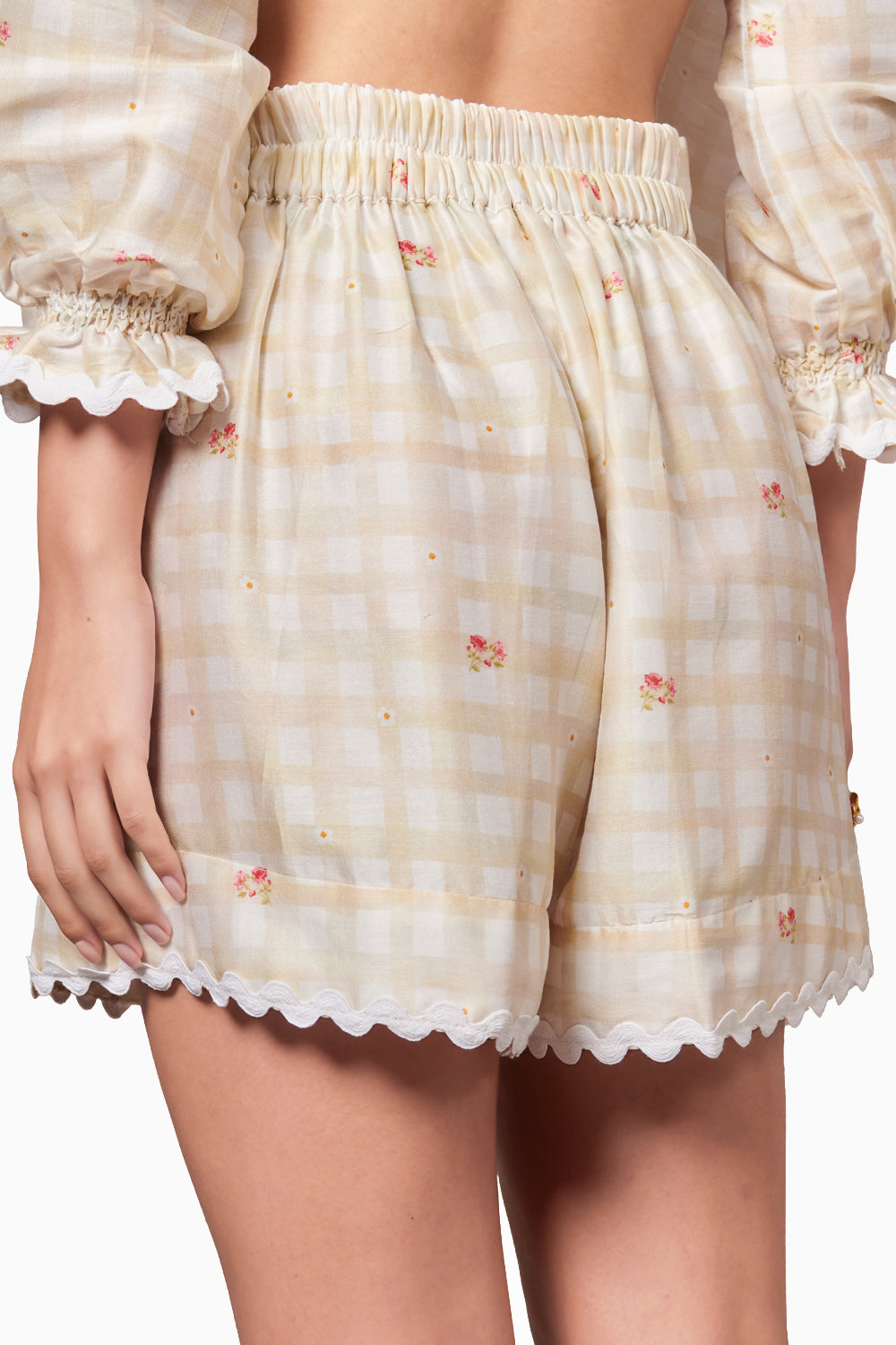 After Glow Rosette Shirt Top and Shorts Coord Set