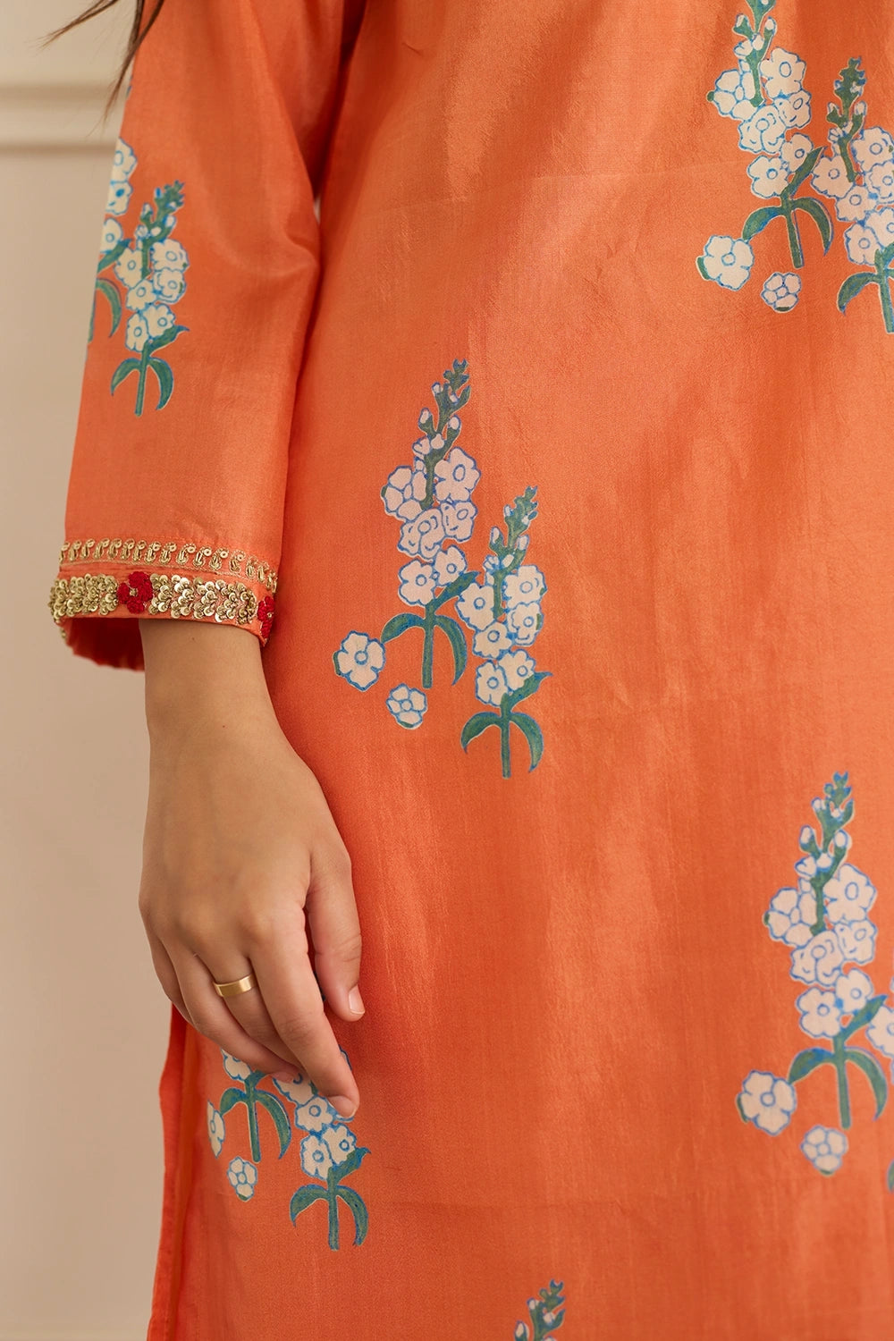Sunset Bloom Amber Silk Co-ord Set