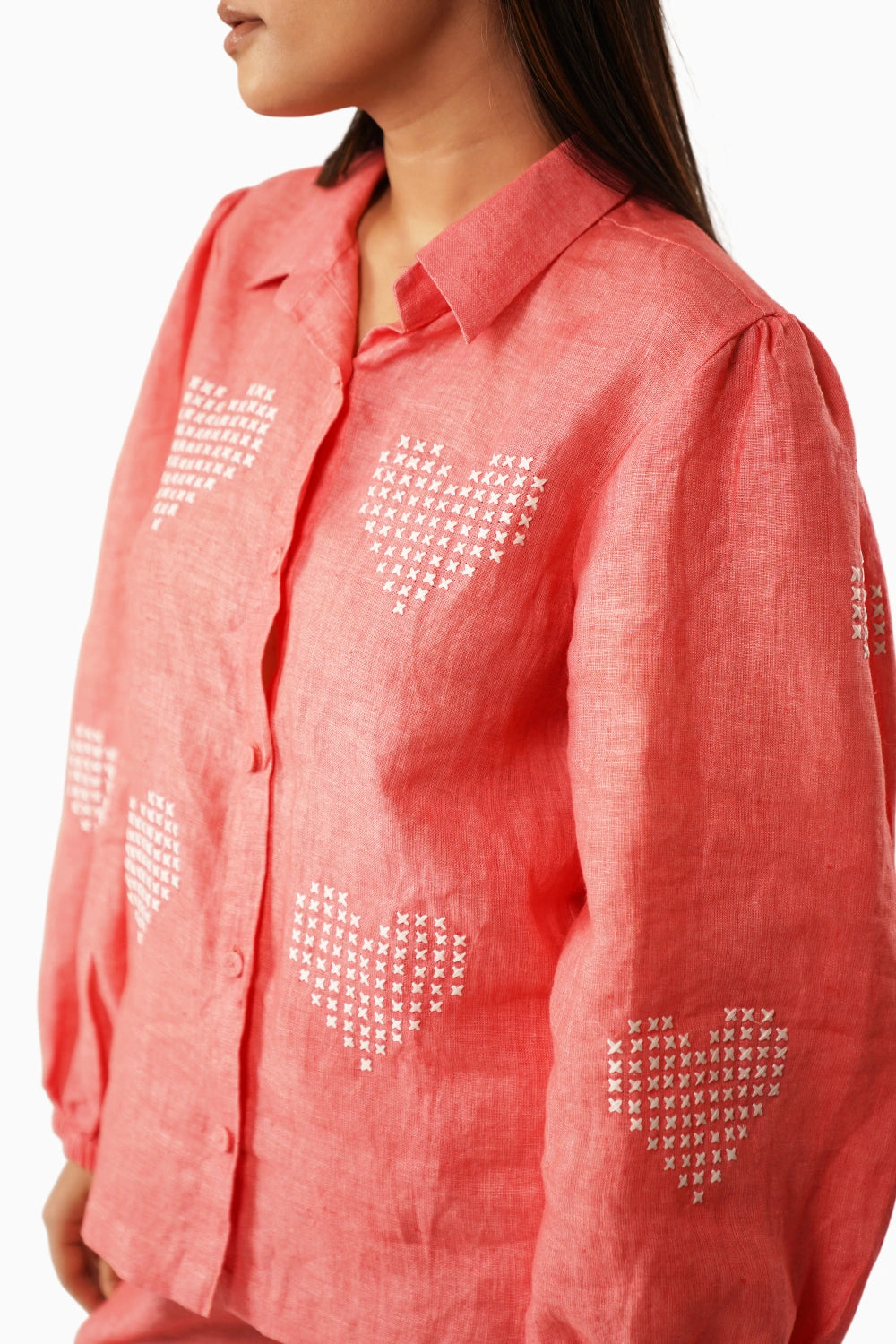 Amour Embroidered Linen Shirt