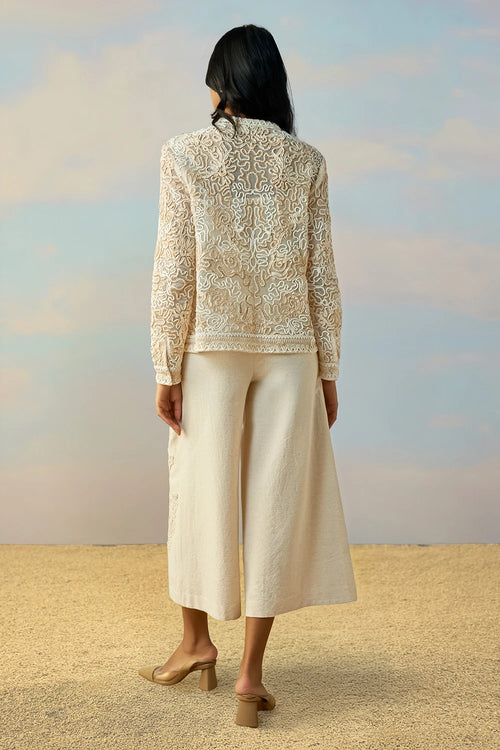 Cutwork Embroidered Linen Pant