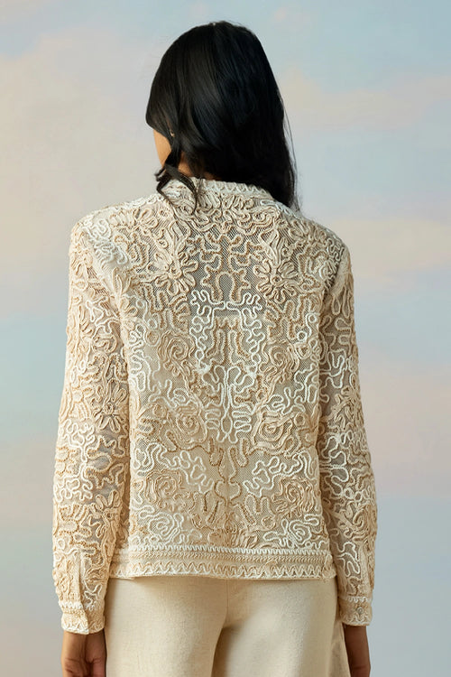 Ribbon And Cord Embroidered Top