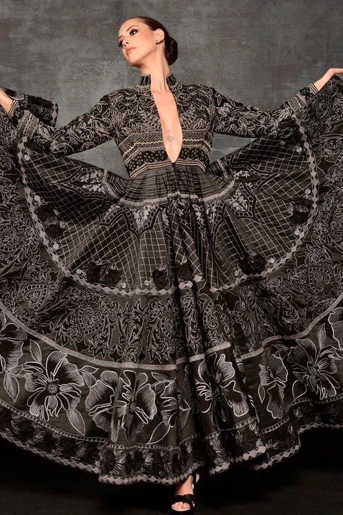 Black Cotton Silk Gown
