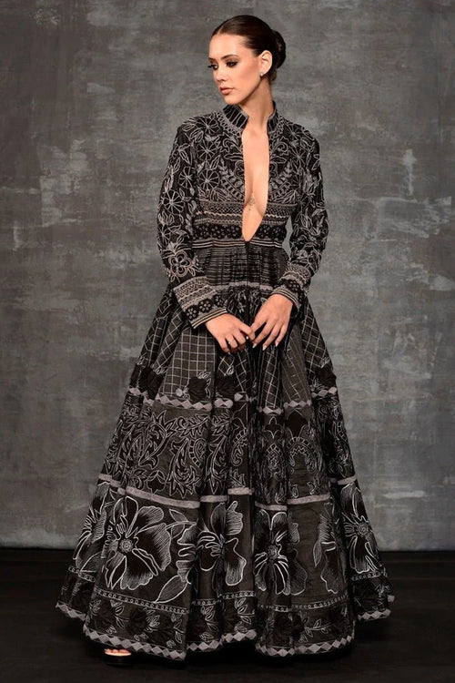 Black Cotton Silk Gown