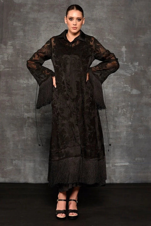 Black Organza Silk Kurta Set