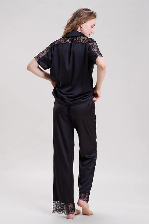 Black Lace Pajama Set
