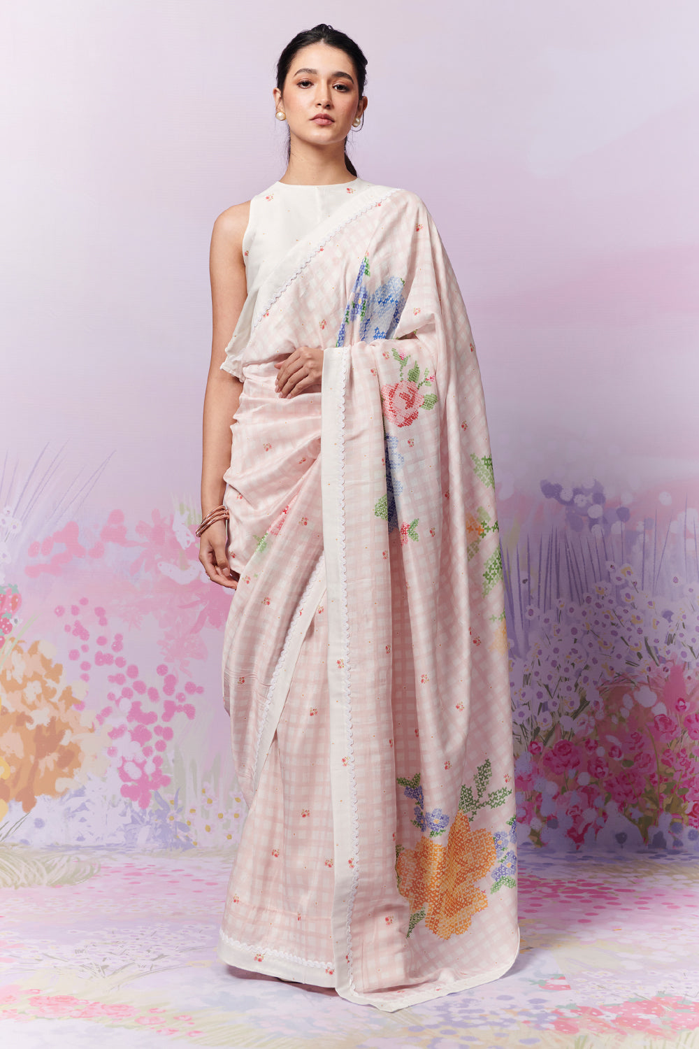 Blush Blossom Saree