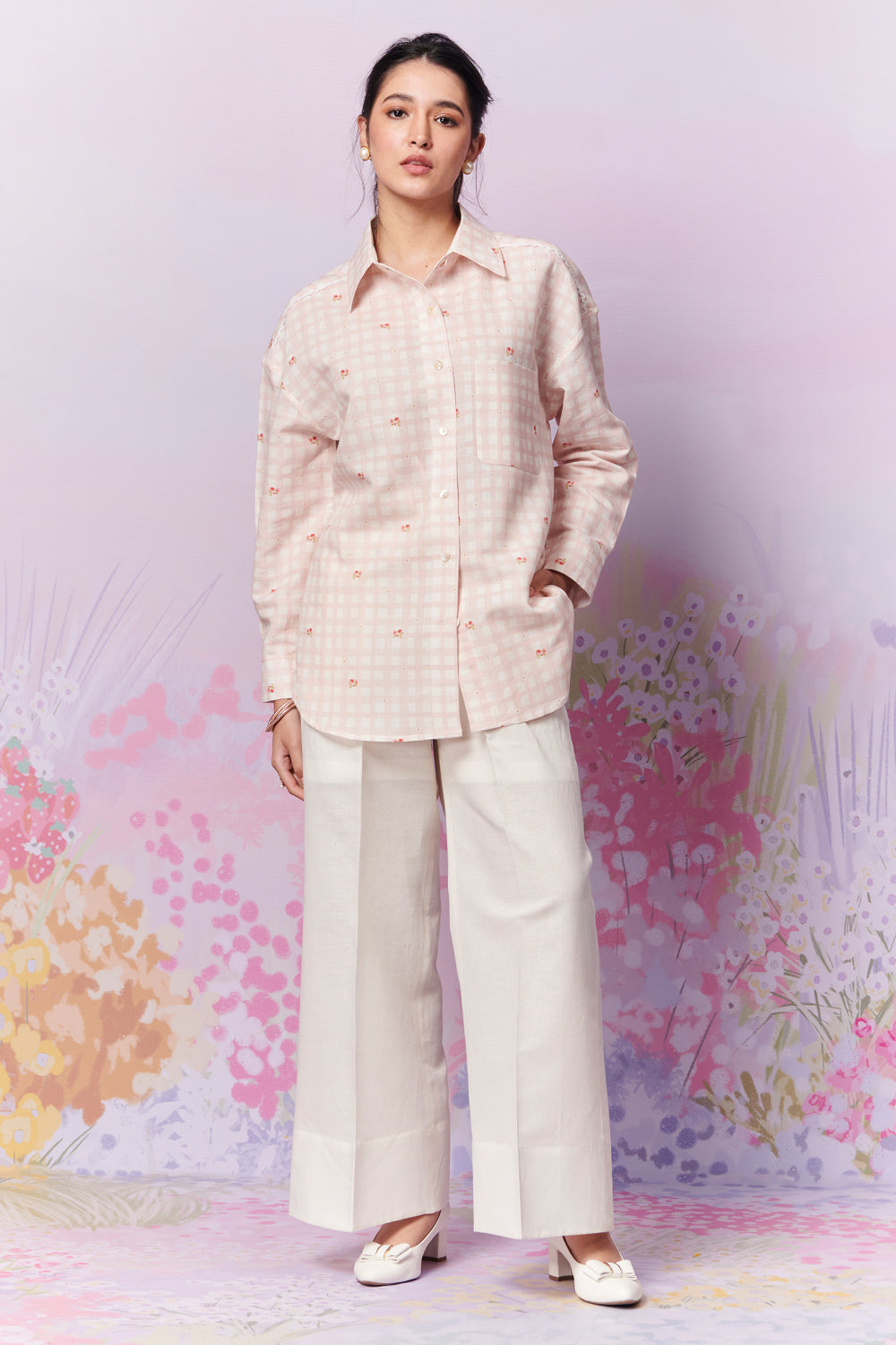 Blush Blossom Shirt and Trousers Coord Set