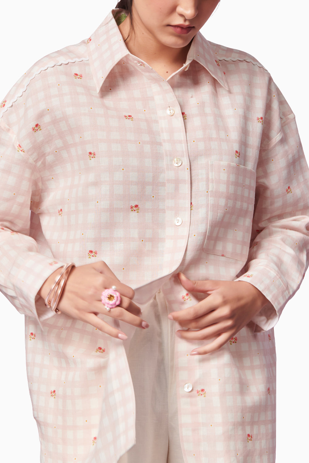 Blush Blossom Shirt and Trousers Coord Set