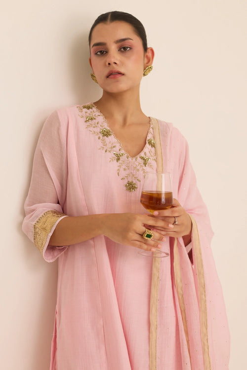 Blush Mukaish Kurta Set