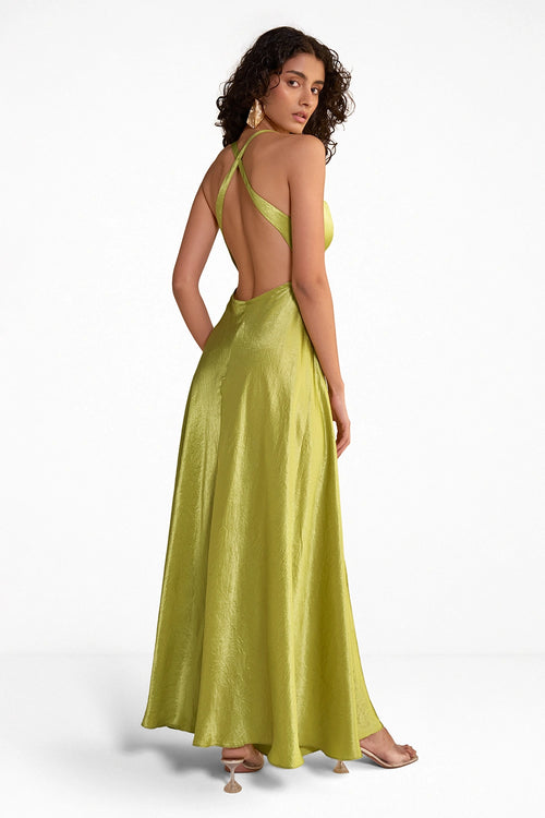 Halter Neck Satin Maxi