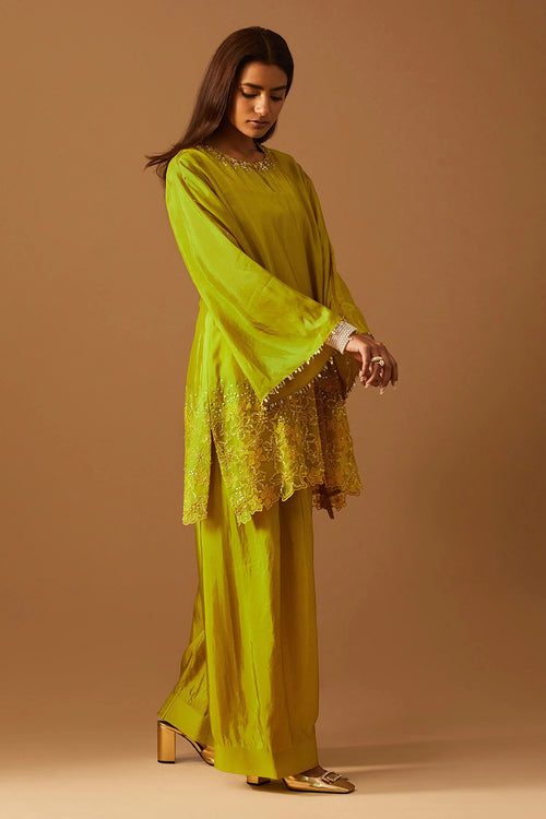 Henna Floral Threadwork Silk Salwar Set