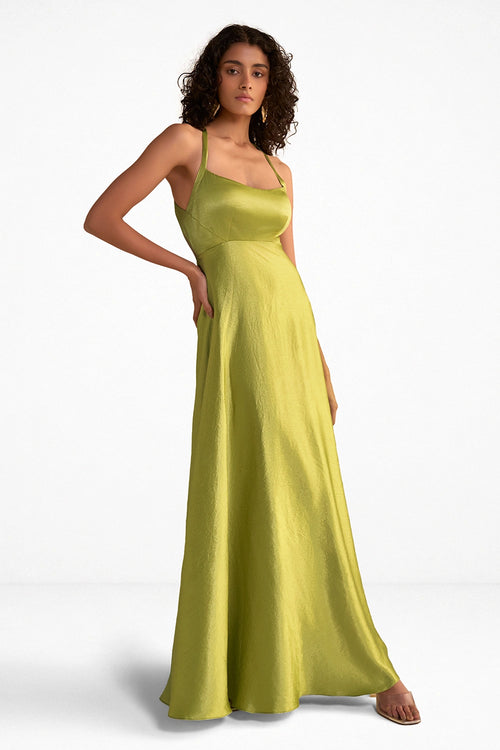 Halter Neck Satin Maxi