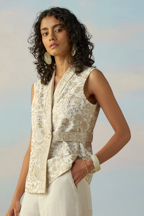 Linen Embroidered Waistcoat