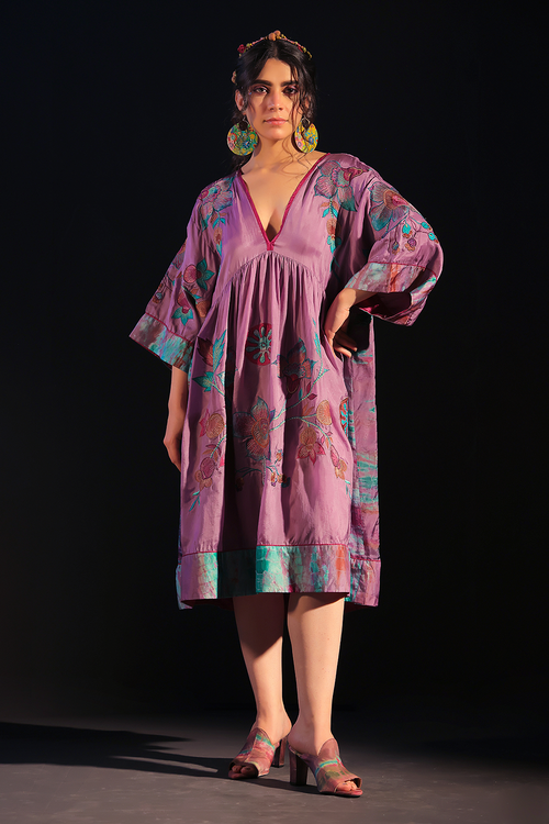 Mehrooz Embroidered Patchwork Gathered Dress