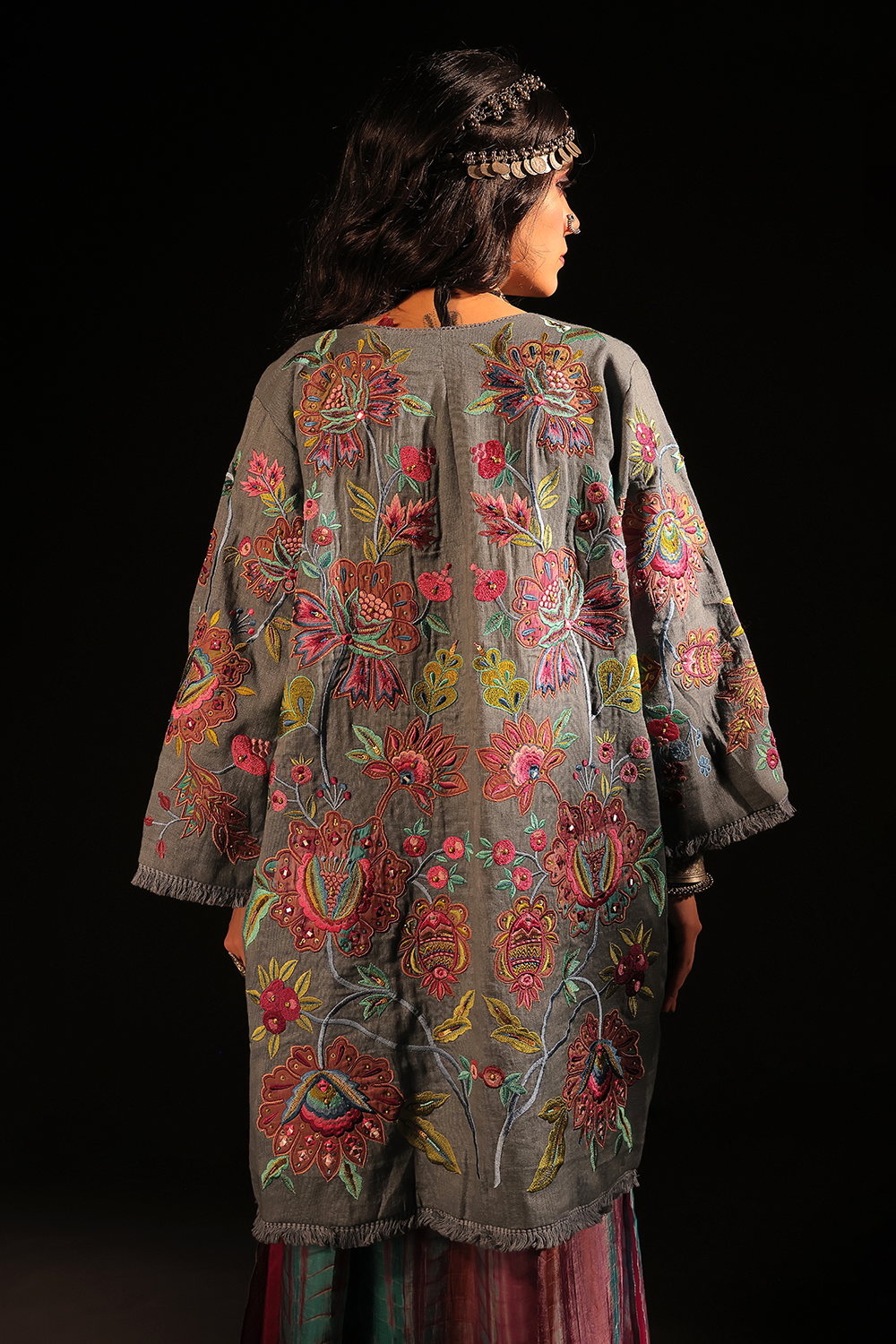 Ramola Embroidered Linen Coat