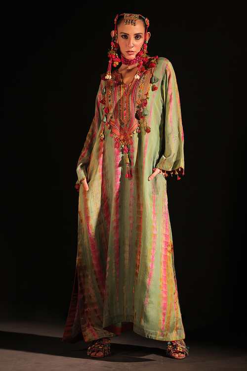 Embellished Long A-Line Dress