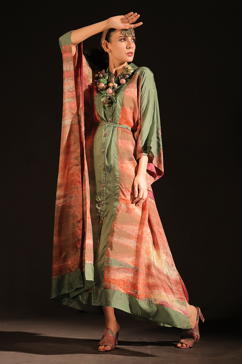 Zoya Front Open Kaftan with Belt