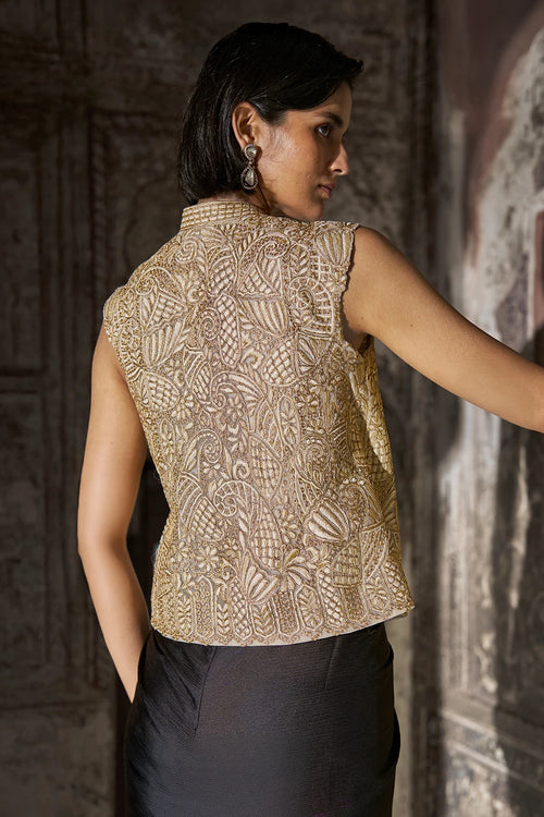 Embroidered Sleeveless Top